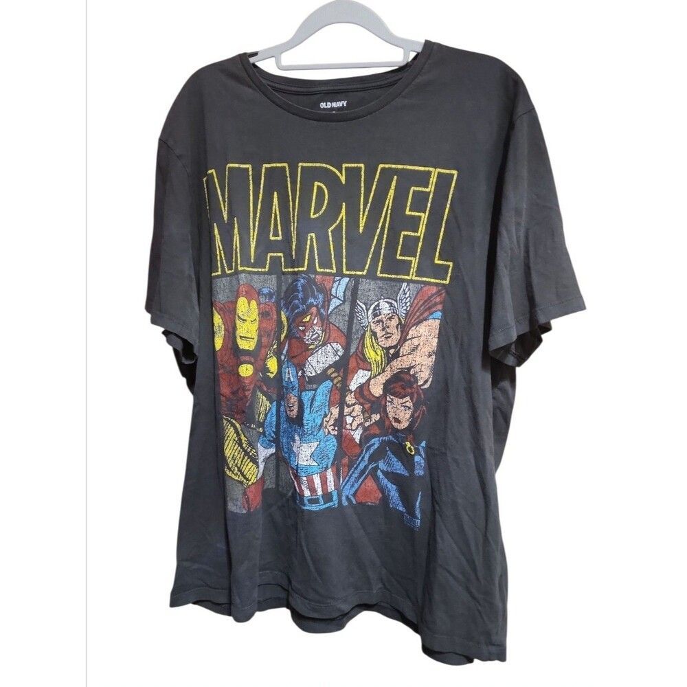 Marvel Avengers Graphic T-Shirt Men’s 2XL Old Navy Black Distressed Superhero